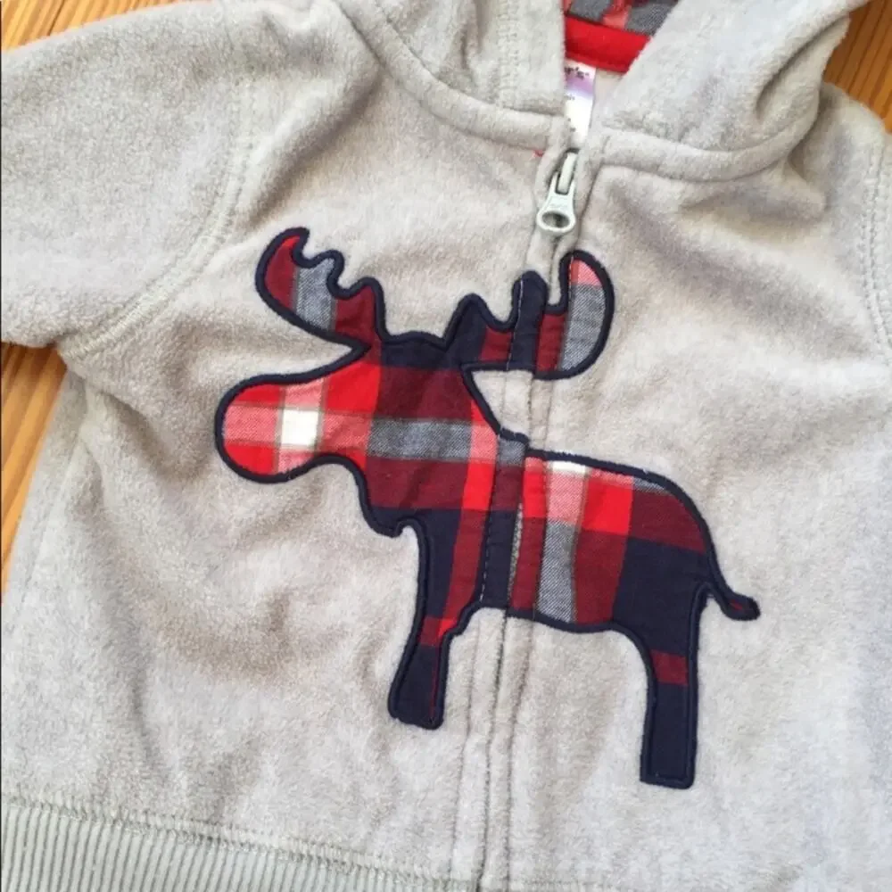 Carter’s 2 Piece Grey Fleece Moose Hoodie Set